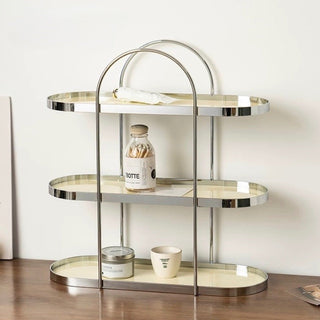 Silver Arch Frame Oval Three-Tier Storage Rack  Perfume Storage