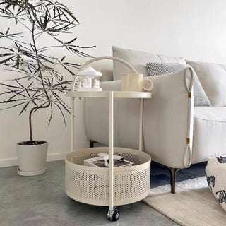 Round Basket Side Table with Casters