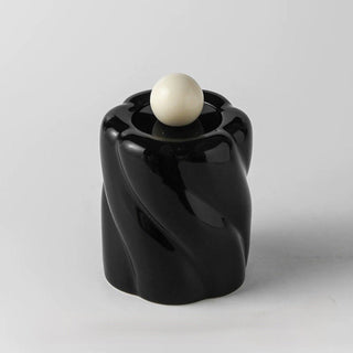 Ball-shaped Ceramic Twist Brush Stand with Lidin  Small Item Storage Box