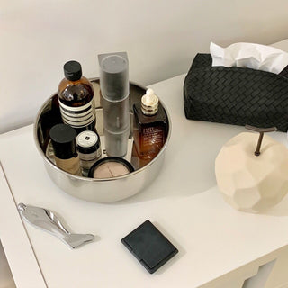 Stainless steel degree rotating round storage tray