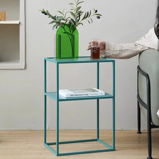 Iron Glass Storage Side Table