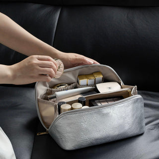 Simple Leather Large Capacity Cosmetic Storage Pouch  Travel Pouch