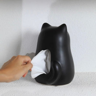 Sitting Cat Ceramic Tissue Case  Cat Tissue Box