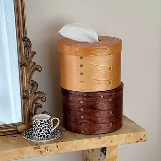 Shaker Box Natural Round Tissue Case  Wood
