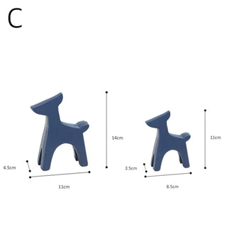 Deer motif wooden object set of 2  dog