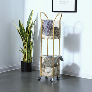 tier laundry basket with casters storage cart