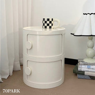 Round Two-Tier Storage Cylindrical Rack Side Table