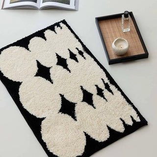 Monochrome Curved Design Door Entrance Mat 2 types  50 x 80 cm Absorbent Non-slip Tufted