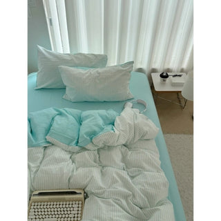 Blue pinstripe pattern duvet cover set bed cover all seasons year-round