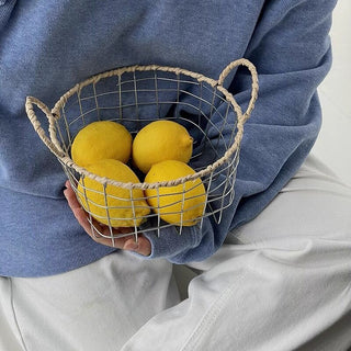 Handled Iron Mini Basket Storage Basket