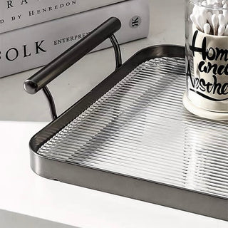 Metallic Clear Stripe Pattern Tray  Storage