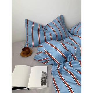 Blue and Red Stripe Duvet Cover Set
