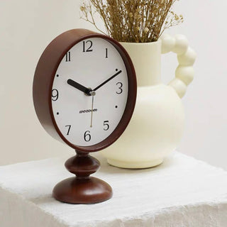 Oval-shaped Retro Wood Stand Clock