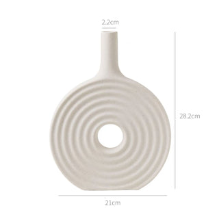 Donut-shaped ceramic flower vase