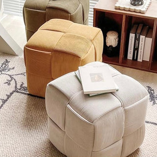 Cube-shaped woven stoolin  ottoman 38cm high