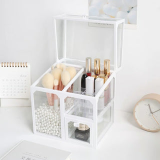 piece set Clear White Cosmetic Storage Box