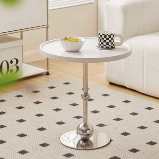 Silver Leg Round Side Table White