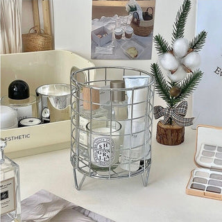 Wire storage basket with legs silver basket small item holder