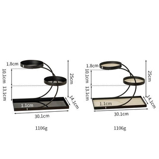Black Frame Curved Storage Three-Tier Tray Rack