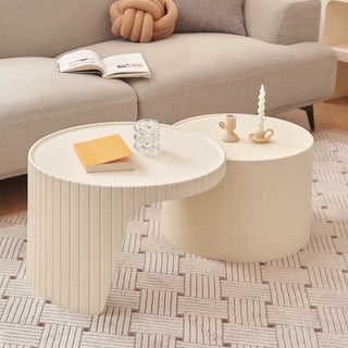 Ivory Round Side Table Nesting Table Storage