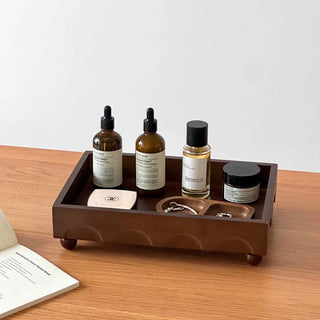 With legs Retro wood rectangular accessory tray Perfume storage Cosmetic storage