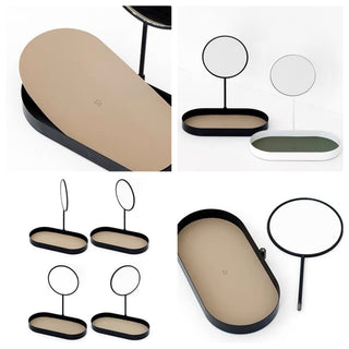 Round Storage Tray with Mirror   Small Item Organizer with Mirror