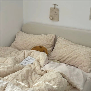 Cable pattern Milk velvet winter duvet cover set