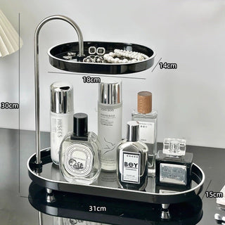 Top Slide Oval Two-Tier Tray   Cosmetics Storage Perfume Storage Tray