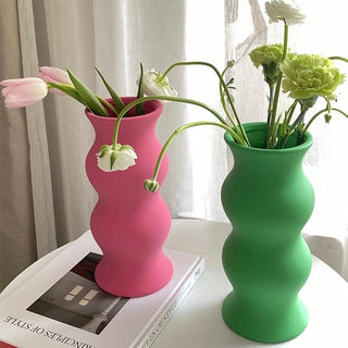 Wavy Matte Color Ceramic Flower Vase