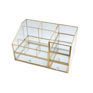 Gold Clear Cosmetic Storage Drawer Set of 2
