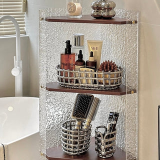 Silver Woven Oval Ceramic Basket for Small Item Storage