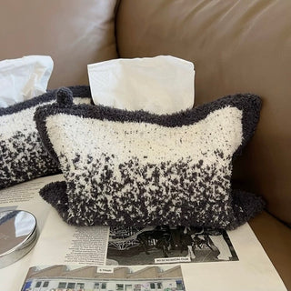 Gradient knit tissue case cover hanging gray