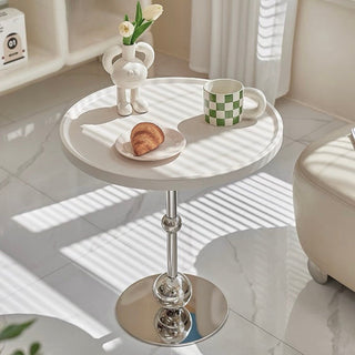 Silver Leg Round Side Table White