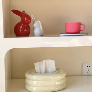 Set of 2  Rabbit Motif Ceramic Object Figurine