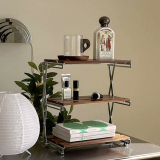 Folding Wood Three-Tier Storage Display Rack