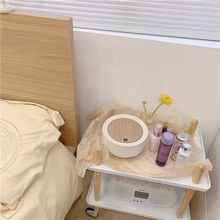 Wood-look x White Desktop Dustbin with Lid