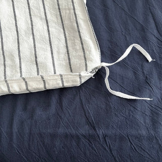 Navy Gray Stripe Duvet Cover Set