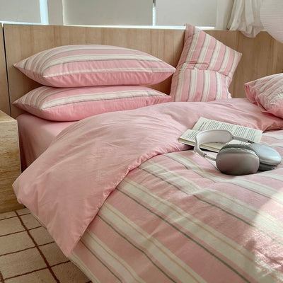 Color Multi-stripe Cotton Duvet Cover Set  Bed Cover