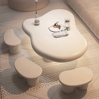 Cloud-based White Cream Stool Chair Side Table