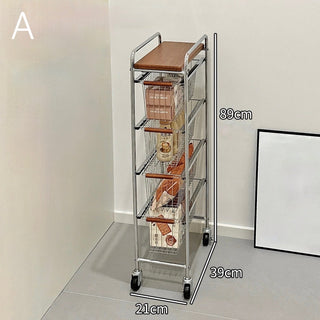 Castered drawer slim wood storage rack  wagon side table