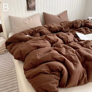 Beige Mix Color Solid Cotton Duvet Cover Set  Bed Cover All Season