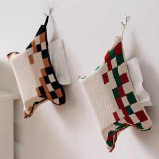 Mosaic Pattern Knit Tissue Case   Hanging Type