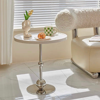 Silver Leg Round Side Table White