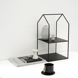 House-shaped iron two-tier display rackin  storage