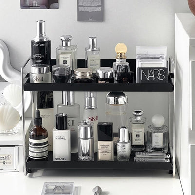 Iron Silver Frame Two-Tier Cosmetic Storage Rack