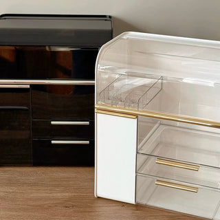 Extra Large Capacity Monotone Metallic Cosmetic Storage Box  All-in-One