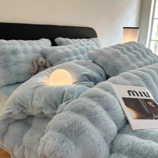 Light Blue Fluffy and Soft Duvet Cover Set  Bed Cover Bedding Cover