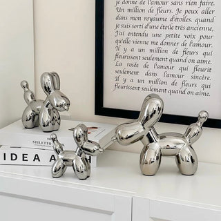 piece set: Balloon dog motif ornament silver.