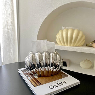 Shell motif ceramic tissue case