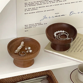 Legged Wooden Round Mini Accessory Tray Storage Tray